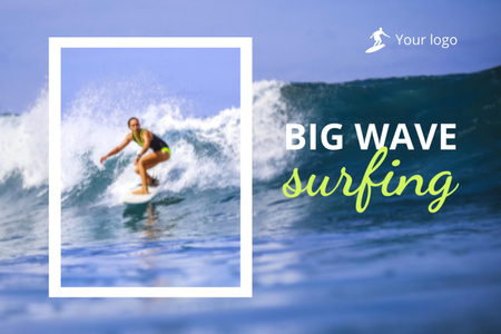 Platilla de diseño Woman is Surfing in Ocean Postcard 4x6in