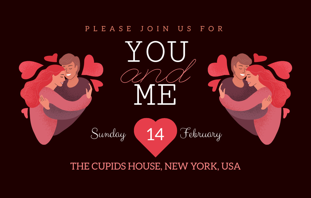 Ontwerpsjabloon van Invitation 4.6x7.2in Horizontal van Happy Valentine's Day Greeting With Couples