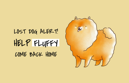 Lost Fluffy Dog Alert With Cute Illustration Flyer 5.5x8.5in Horizontal Design Template