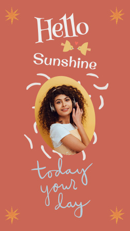 Morning Inspiration with Happy Young Girl Instagram Story Design Template