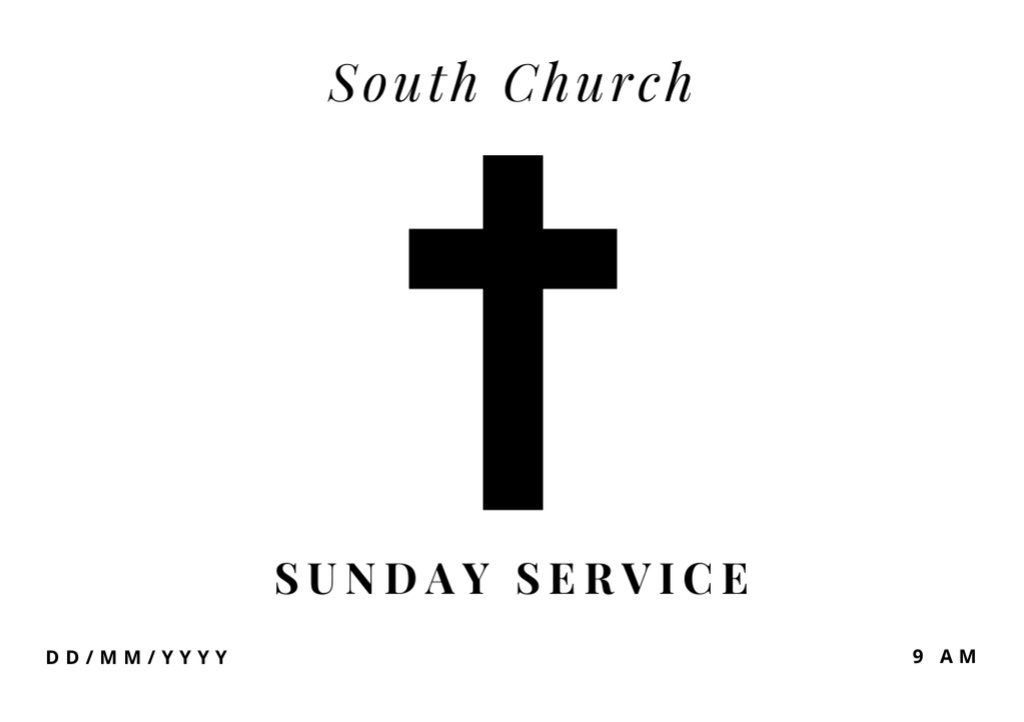 Template di design Minimalist Ad of Easter Sunday Worship Service Flyer A5 Horizontal