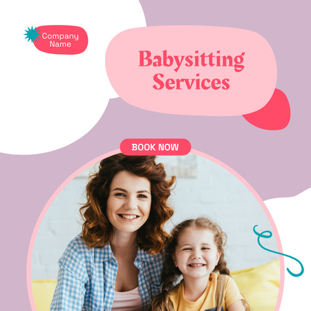 Platilla de diseño Advertisement for Babysitting Service with Smiling Woman and Girl Instagram