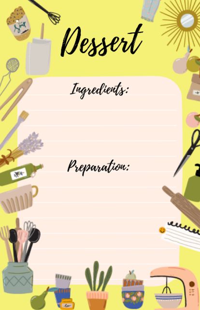 Dessert Cooking Ad with Kitchen Cutlery Recipe Card – шаблон для дизайну
