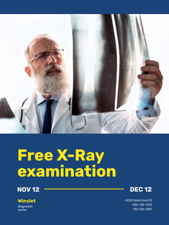 Nabídka bezplatného rentgenového vyšetření hrudníku v listopadu na modré Poster US Šablona návrhu