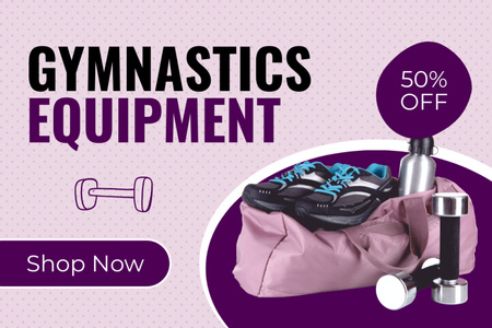 Gymnastics Equipment Sale Announcement Label Design Template