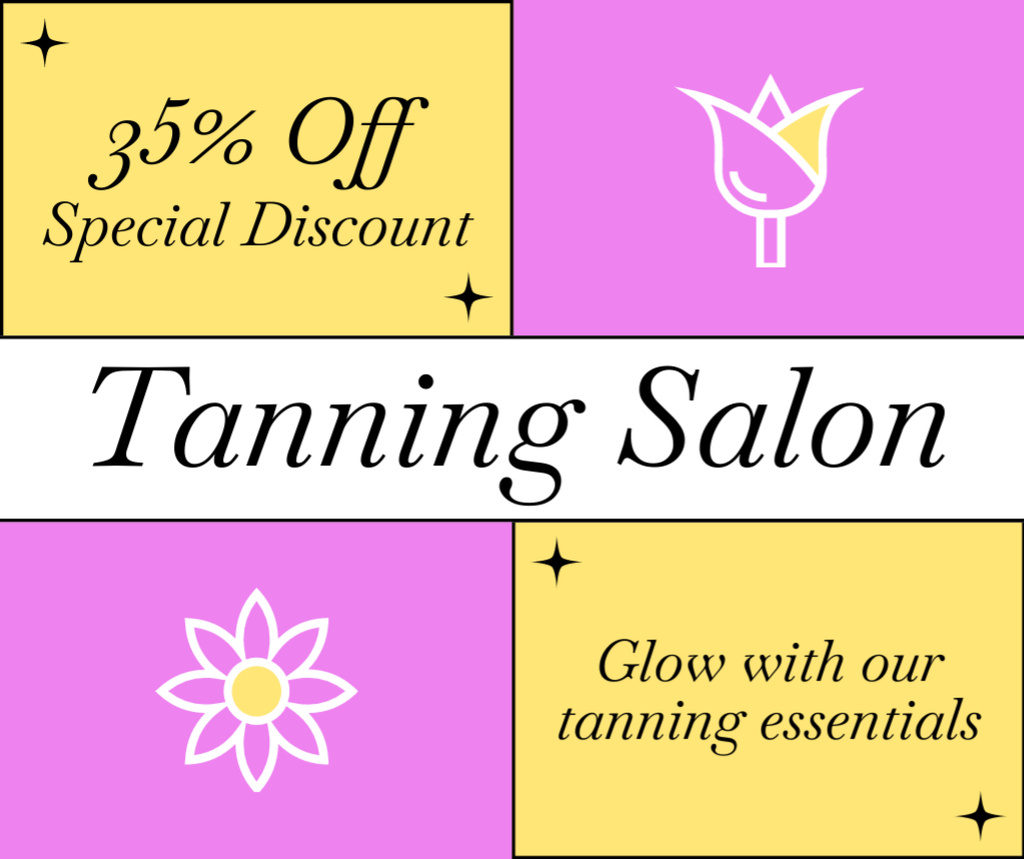 Ontwerpsjabloon van Facebook van Special Discount on Tanning Products with Floral Illustration