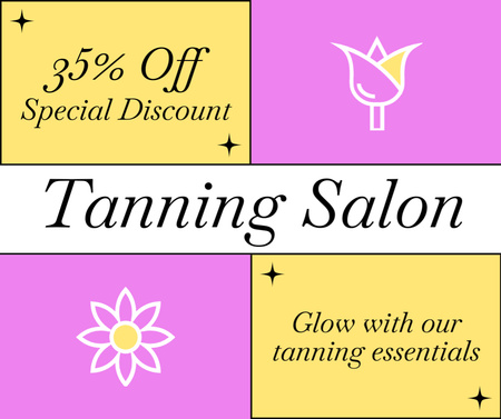 Special Discount on Tanning Products with Floral Illustration Facebookデザインテンプレート