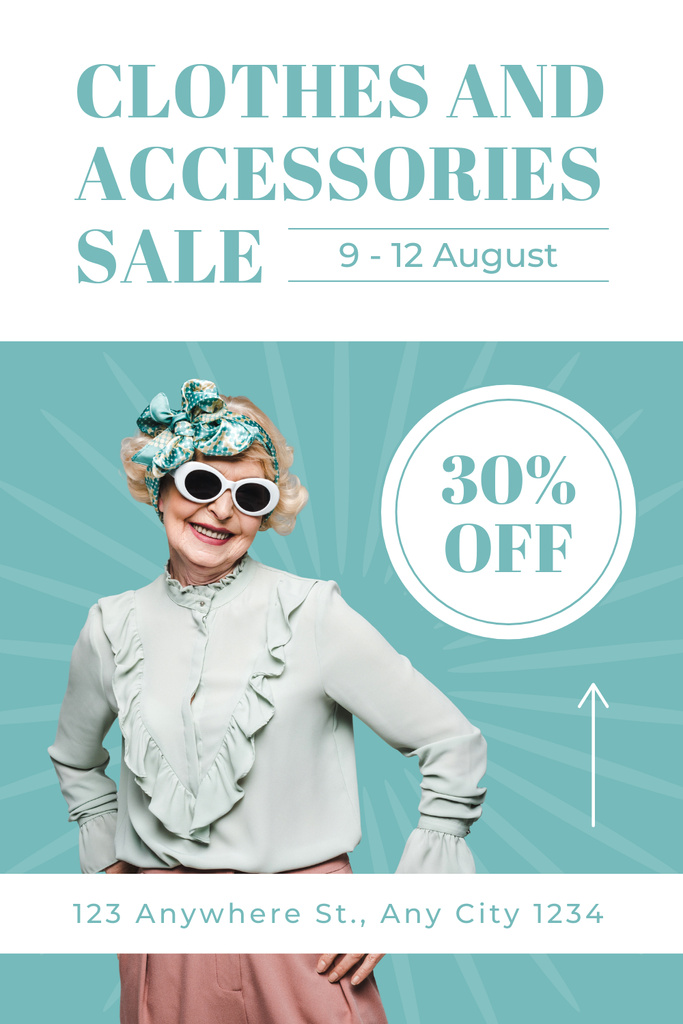 Clothes And Accessories Sale Offer For Senior Pinterest Πρότυπο σχεδίασης