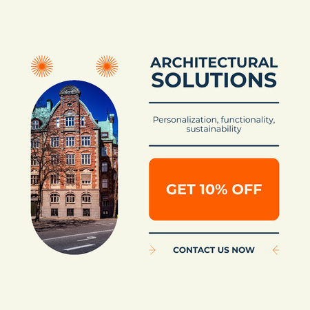 Plantilla de diseño de Anuncio de soluciones arquitectónicas con hermoso edificio. Instagram 