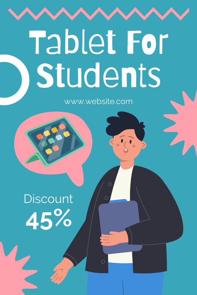 Ontwerpsjabloon van Pinterest van Discount on Modern Tablets for Students