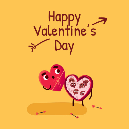 Happy Valentine's Day Hearts on seesaw Animated Post Design Template