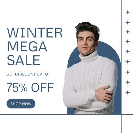 Plantilla de diseño de Mega oferta de invierno en productos para hombres Instagram 