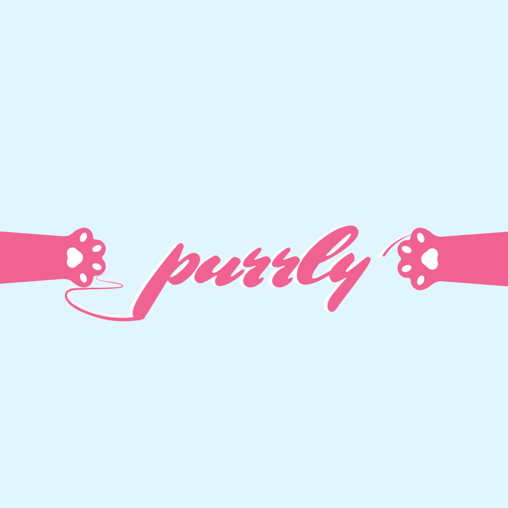 Cute Pink Cat's Paws Logoデザインテンプレート