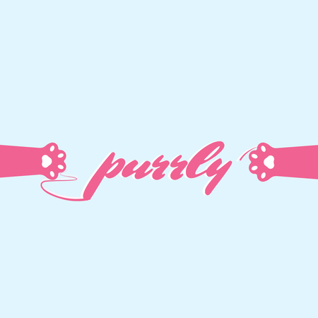 Cute Pink Cat's Paws Logo Design Template