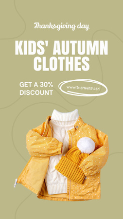 Thanksgiving Sale of Kids' Autumn Clothes Instagram Story – шаблон для дизайна