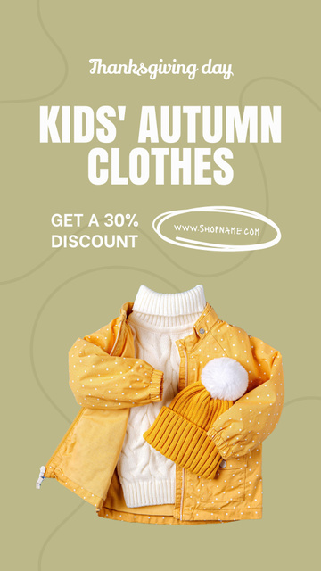 Thanksgiving Sale of Kids' Autumn Clothes Instagram Story – шаблон для дизайну