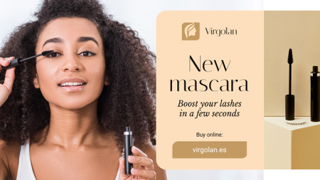 Cosmetics Ad Woman Applying Mascara FB event cover Design Template