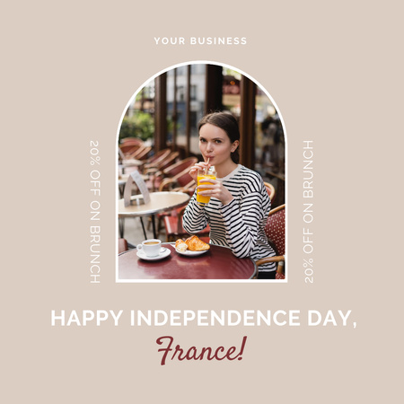 Modèle de visuel journée de l'indépendance française brunch offre de réduction - Instagram