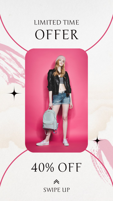 Limited Time Fashion Offer With Backpack Instagram Story Design Template