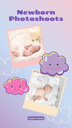 Cute Infants Photoshoots Offer With Clouds Instagram Video Story Design Template