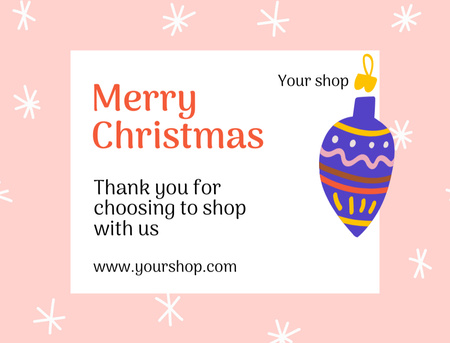 Cute Christmas Holiday Greeting With Bauble Postcard 4.2x5.5in Design Template