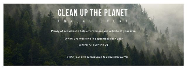 Template di design Ecological Event Announcement with Foggy Forest View Facebook cover