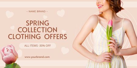 Offer Discount on Spring Clothing Collection Twitter Design Template