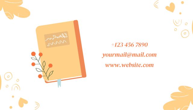 Reading Club Invitation on Orange Business Card USデザインテンプレート