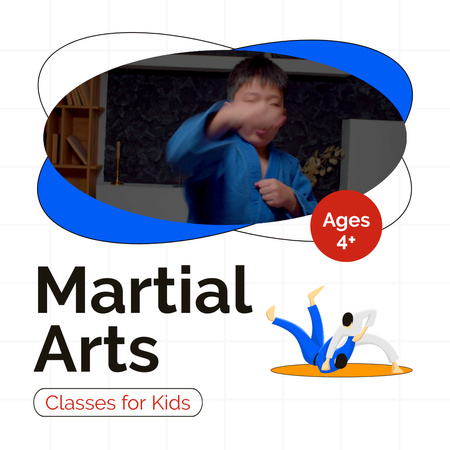 Affordable Martial Arts Lessons For Children Animated Post Design Template