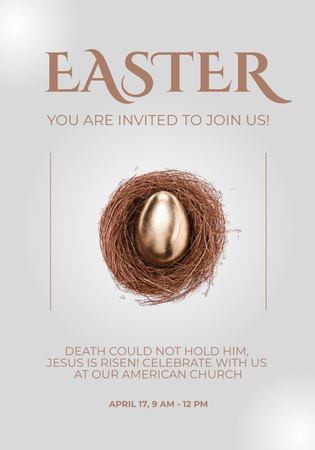 Easter Holiday Celebration with Egg in Nest Poster 28x40in Design Template