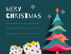 Christmas Cheers with Cute Illustrated Tree and Presents