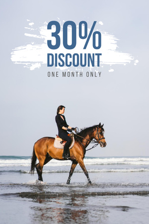 Modèle de visuel Riding School Promotion with Woman on Horse - Pinterest