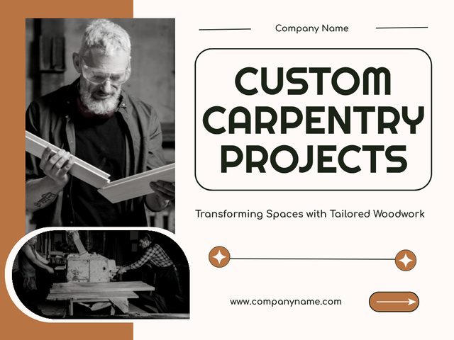 Custom Carpentry Projects Offer on Brown Presentation – шаблон для дизайна