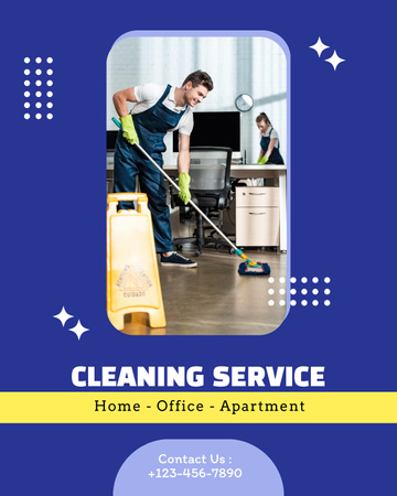 Specialized Cleaning Service With Vacuum Cleaner For Apartment Poster 16x20in – шаблон для дизайну