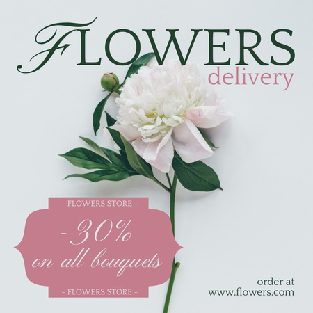 Plantilla de diseño de Peonía blanca para anuncio de entrega de flores Instagram 