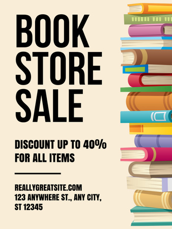 Book Store Sale Ad Poster US Design Template