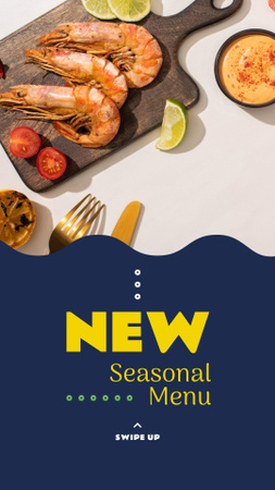 Seasonal Menu dish with Seafood Instagram Story tervezősablon