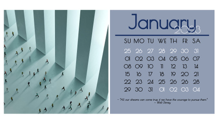 emberek a futurisztikus térben Calendar tervezősablon
