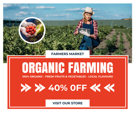 Platilla de diseño Organic Farming Discount Offer with Woman in Field Facebook