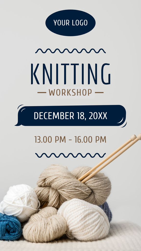 Knitting Workshop Announcement In Winter Instagram Story tervezősablon