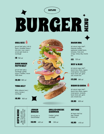 Fast Food Menu Offer on Green Menu 8.5x11in Design Template