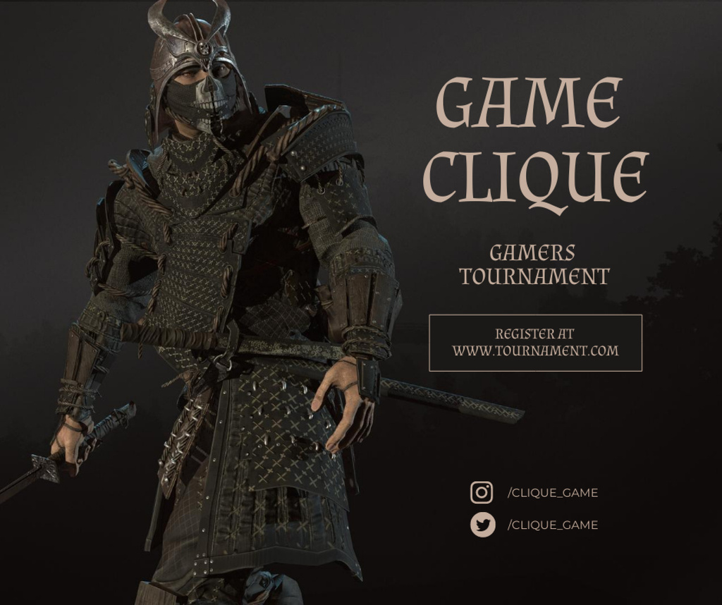 Gaming Tournament Announcement with Knight Facebook Šablona návrhu