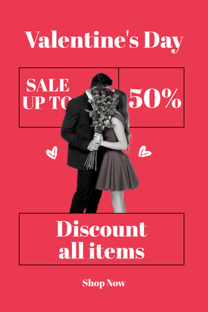 Discount on All Items for Valentine's Day on Red Pinterest Design Template