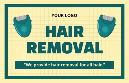 Offer Hair Removal for All Hair Types Business Card 85x55mm Design Template