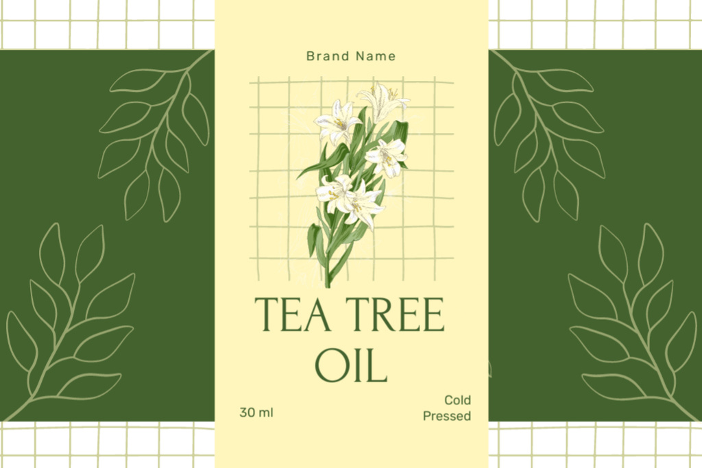 Ontwerpsjabloon van Label van Special Cold Pressed Tea Tree Oil Offer