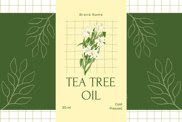 Special Cold Pressed Tea Tree Oil Offer Label Design Template