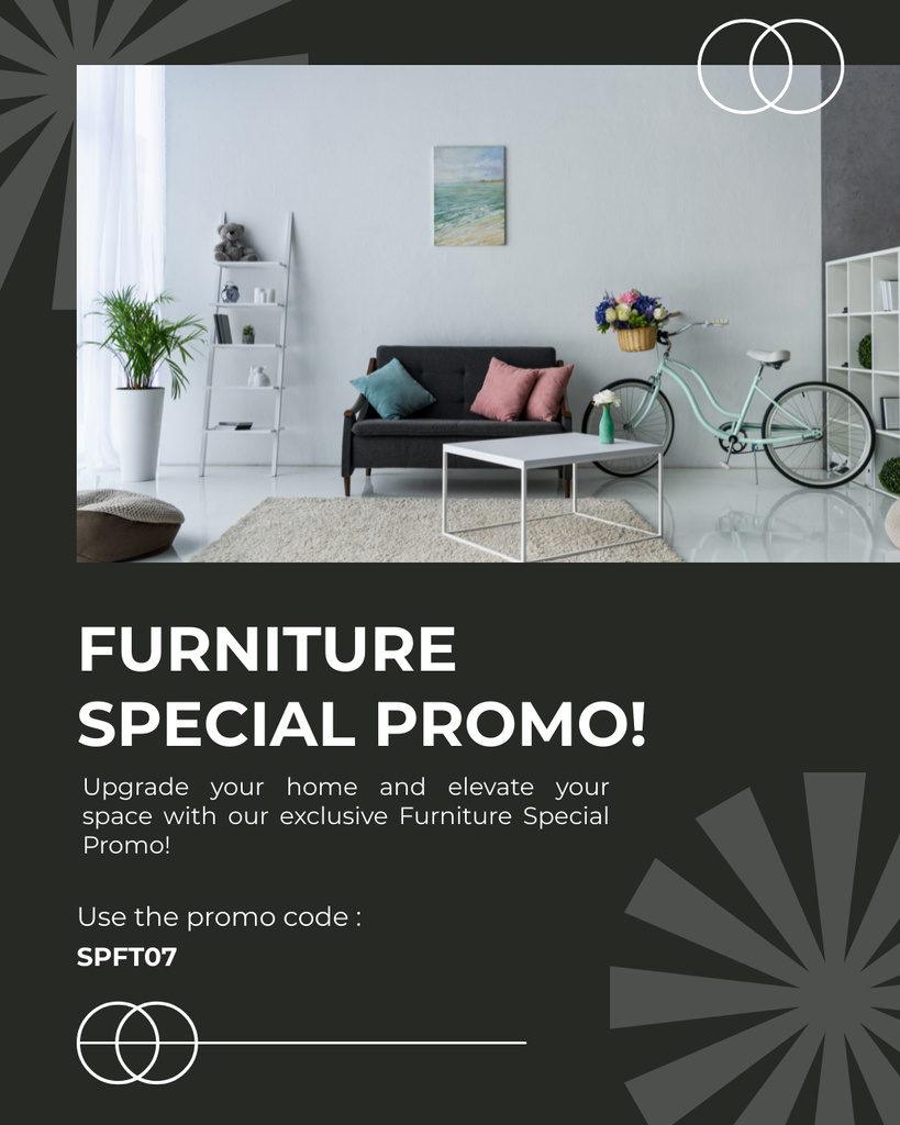 Furniture Special Promo with Stylish Organized Room Instagram Post Vertical Tasarım Şablonu