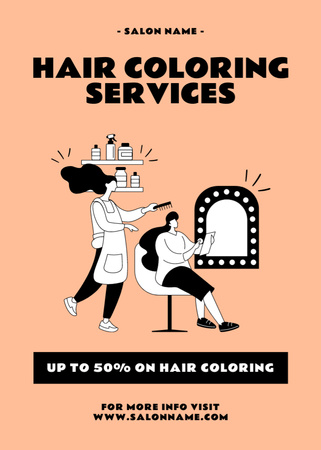 Template di design Servizi di colorazione dei capelli nel salone di bellezza Flayer