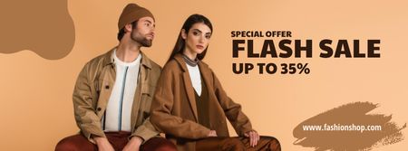 Fashion Collection Sale with Stylish Couple Facebook cover Design Template
