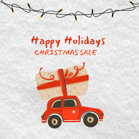 Christmas Sale Announcement with Gift on Car Instagram Design Template
